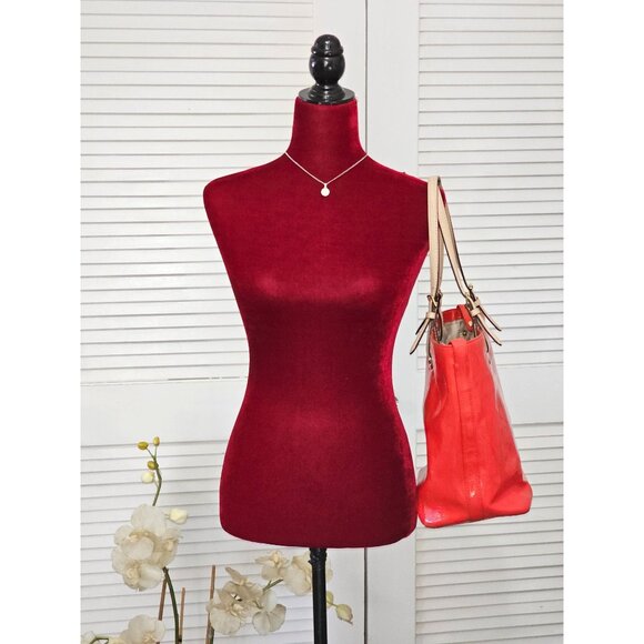 Michael Kors Women's Red Leather Jet Set Mirror Metallic Patent Tote Large 1794 - Picture 2 of 16